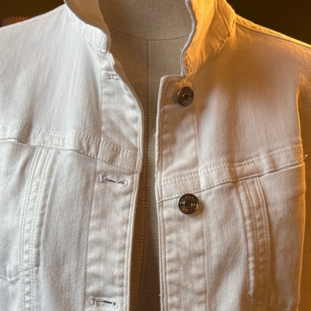 Chico's women's White Denim Jacket - Picture 4 of 14
